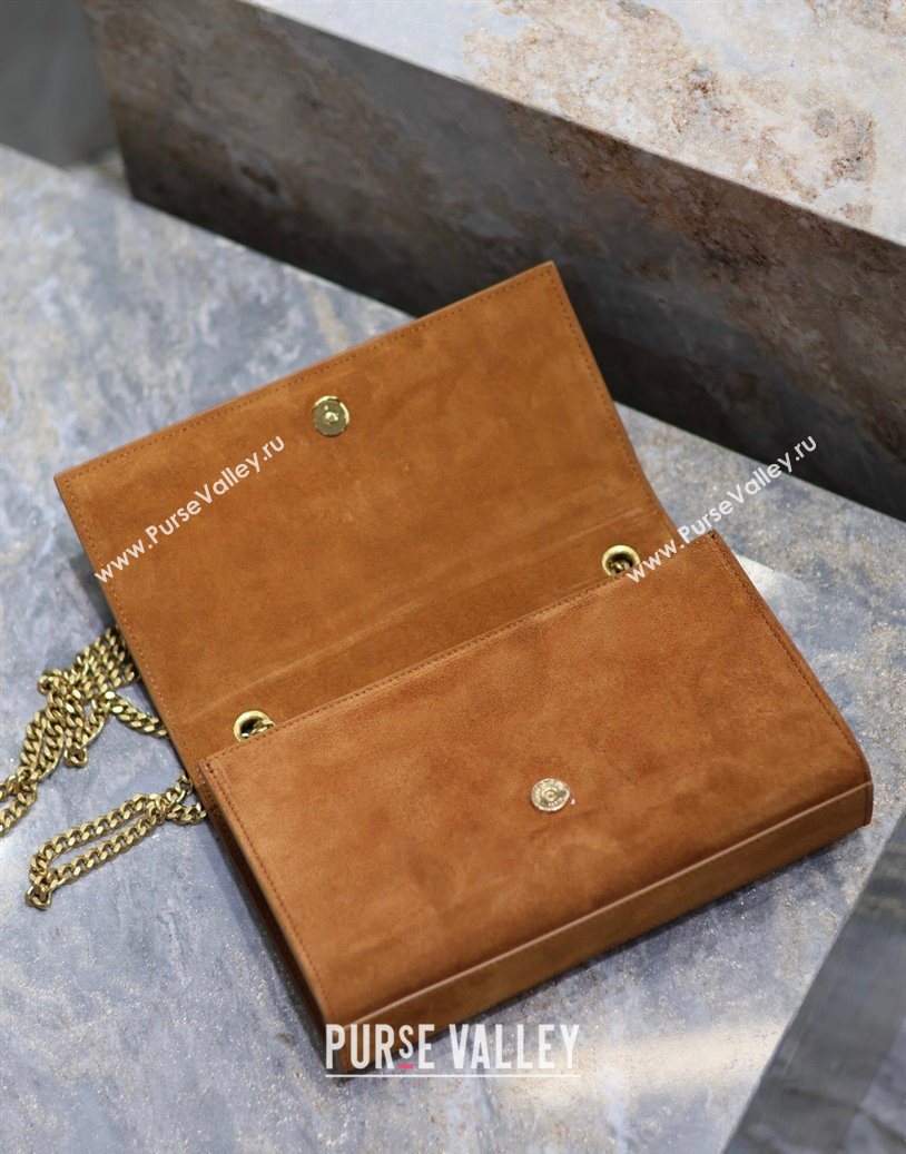 Saint Laurent Kate Medium Chain Bag in Suede 364021 Clay Yellow 2025 (YY-250801113)