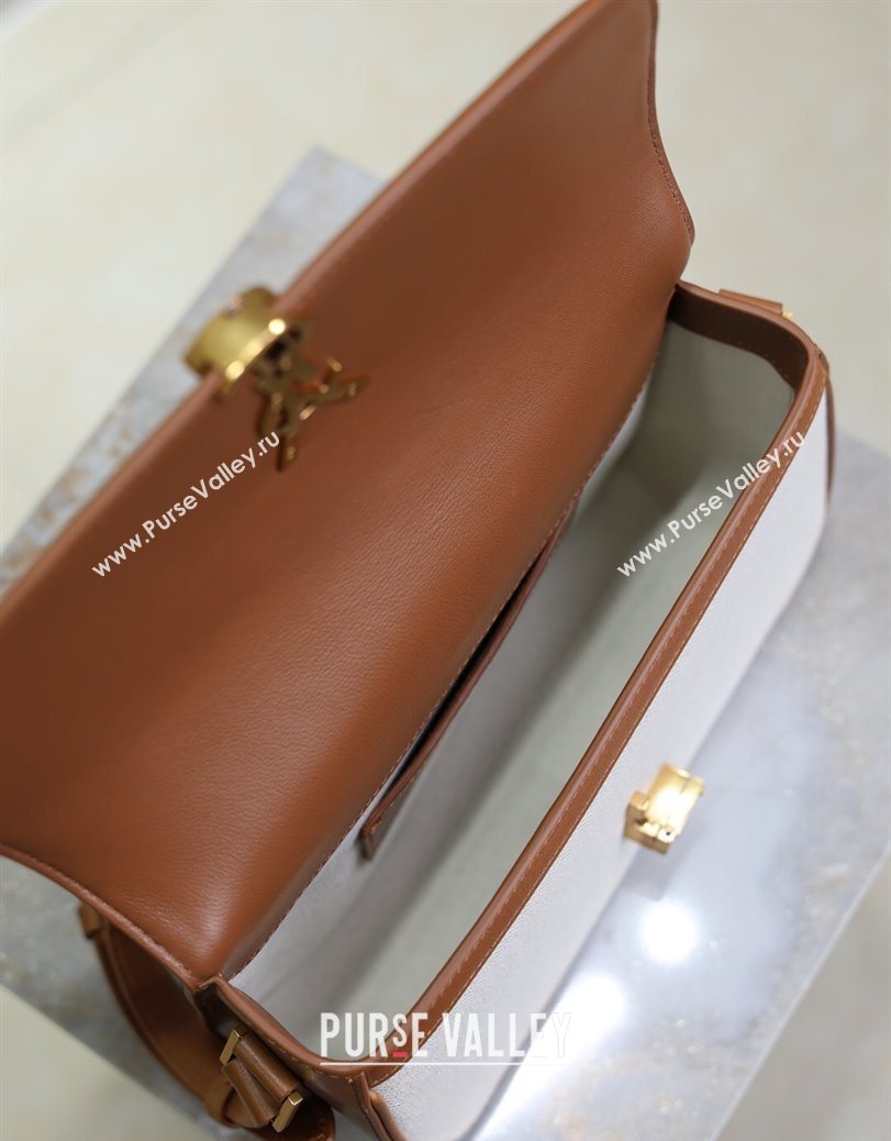 Saint Laurent Solferino Medium Bag in Cotton Linen and Leather Brown 2025 8323300 (YY-250801051)