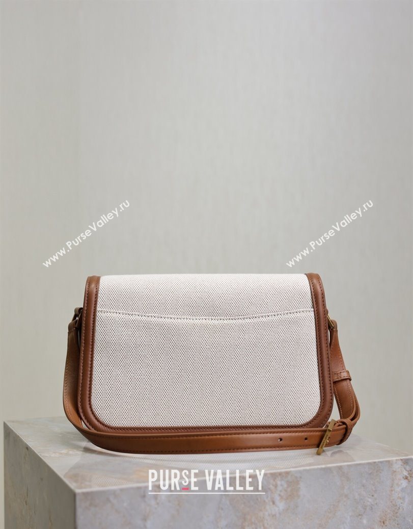 Saint Laurent Solferino Medium Bag in Cotton Linen and Leather Brown 2025 8323300 (YY-250801051)