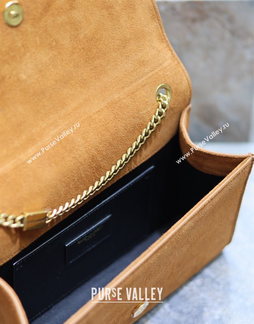 Saint Laurent Kate Medium Chain Bag in Suede 364021 Clay Yellow 2025 (YY-250801113)