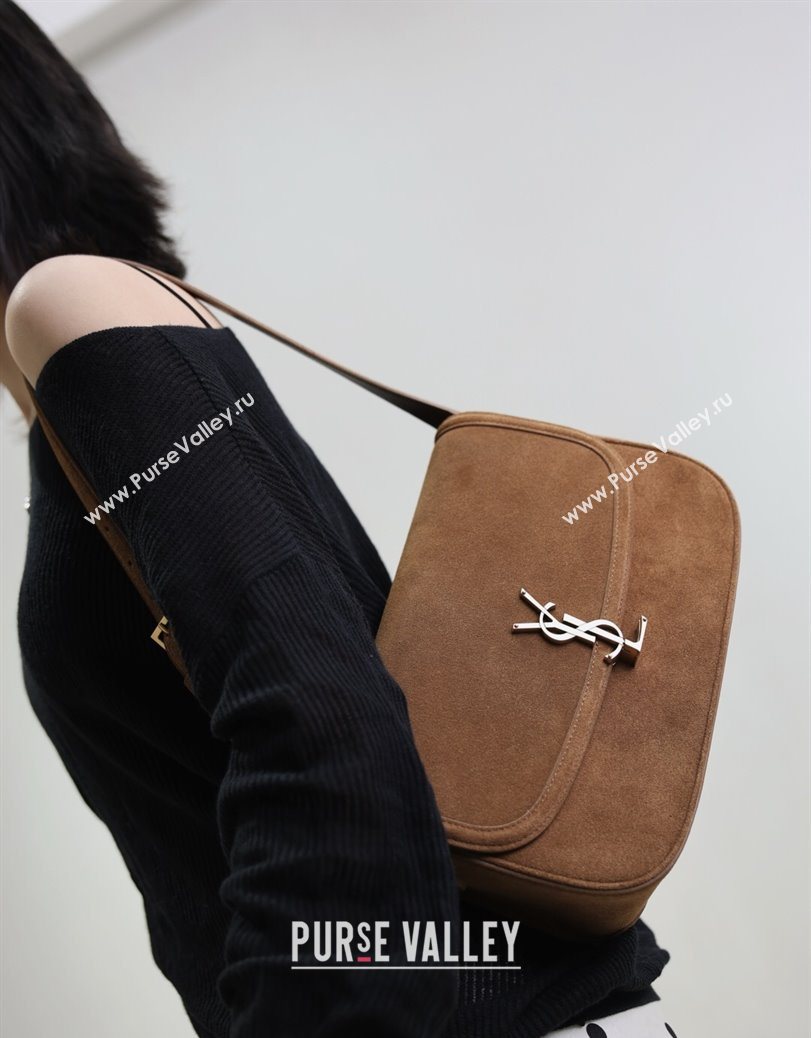 Saint Laurent Solferino Large Bag in Suede Cognac Brown 2025 832332 (YY-250801057)