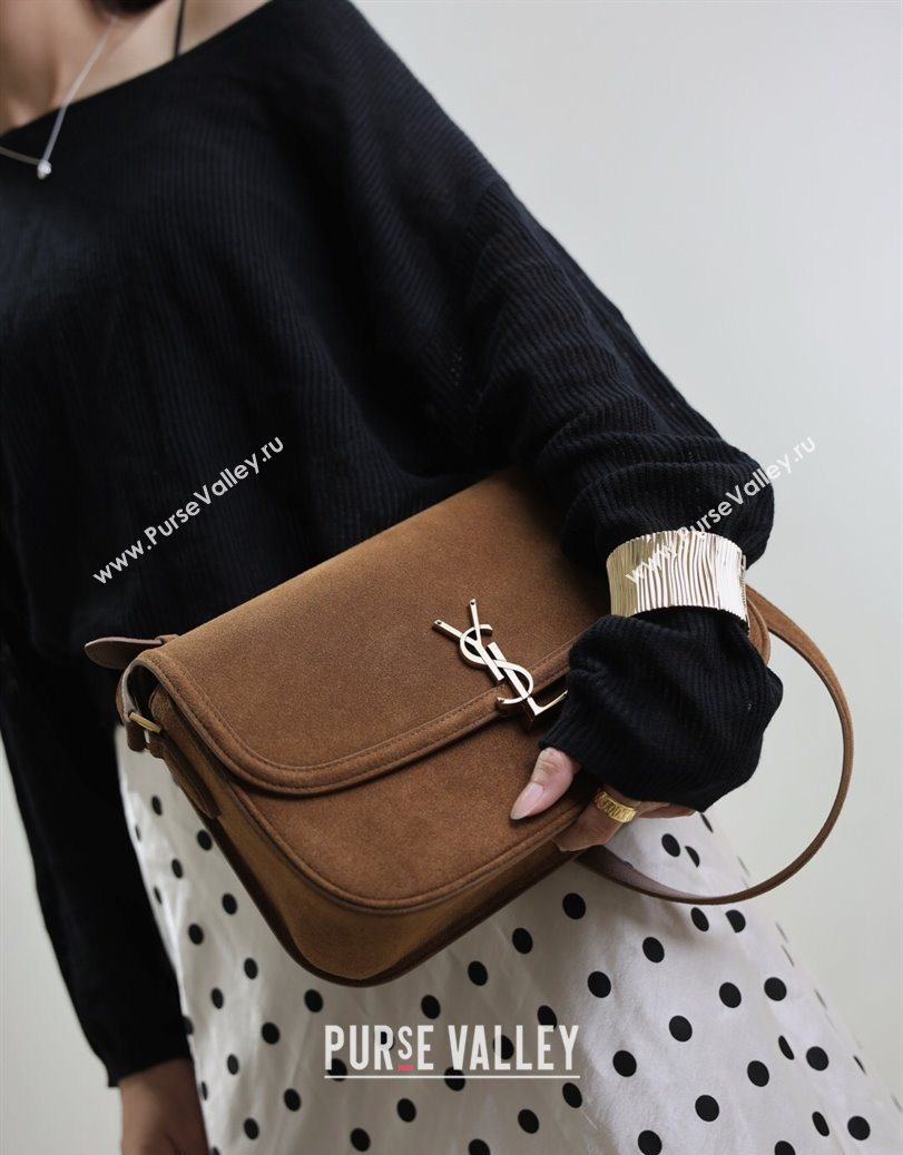 Saint Laurent Solferino Large Bag in Suede Cognac Brown 2025 832332 (YY-250801057)
