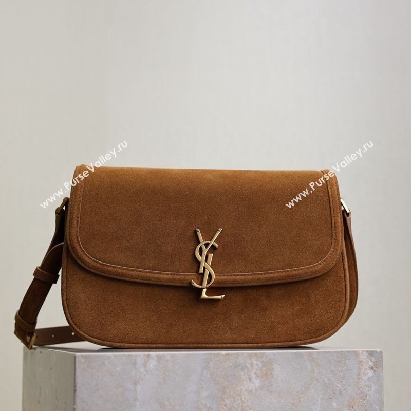Saint Laurent Solferino Large Bag in Suede Cognac Brown 2025 832332 (YY-250801057)