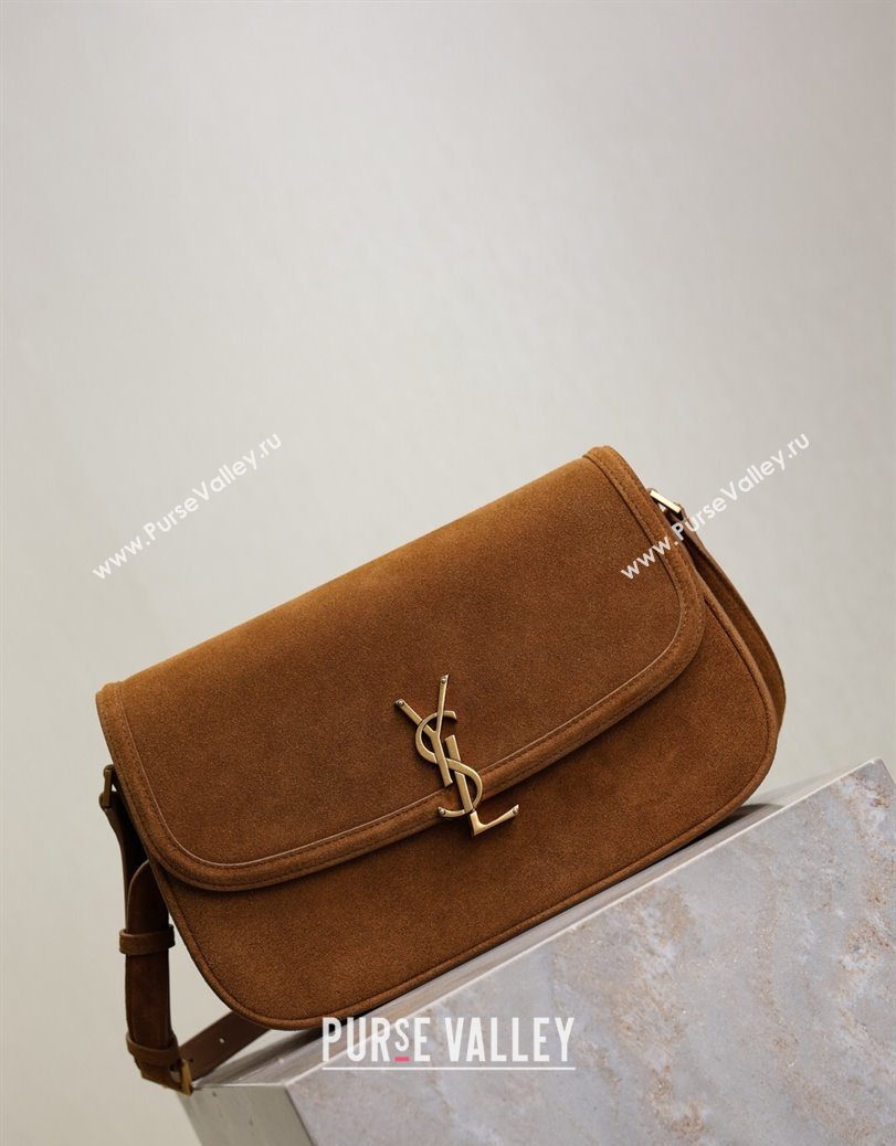 Saint Laurent Solferino Large Bag in Suede Cognac Brown 2025 832332 (YY-250801057)
