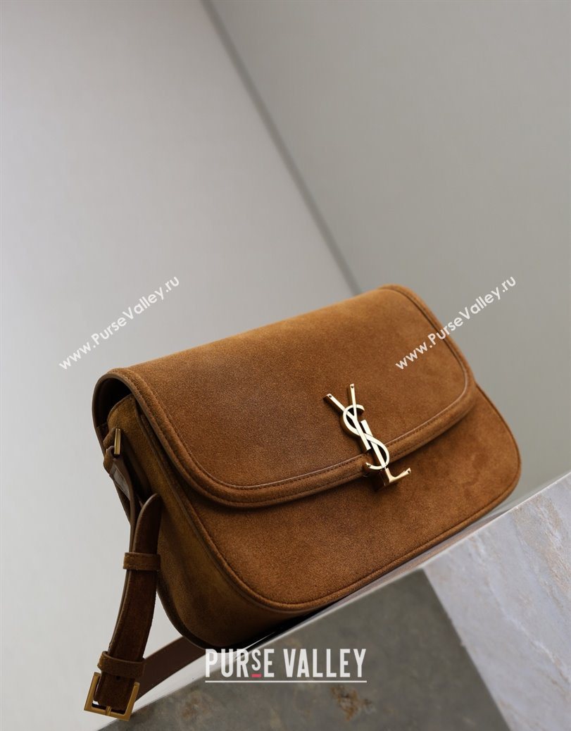 Saint Laurent Solferino Large Bag in Suede Cognac Brown 2025 832332 (YY-250801057)