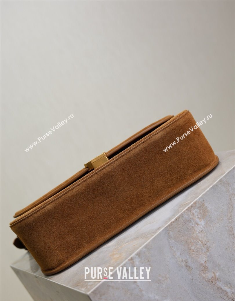 Saint Laurent Solferino Large Bag in Suede Cognac Brown 2025 832332 (YY-250801057)