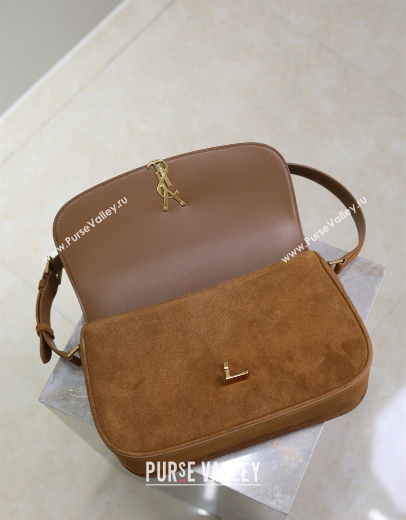 Saint Laurent Solferino Large Bag in Suede Cognac Brown 2025 832332 (YY-250801057)