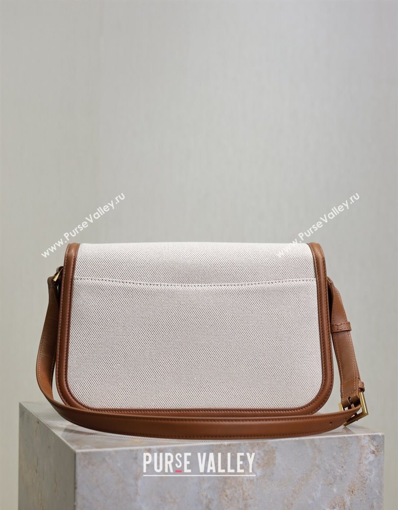 Saint Laurent Solferino Large Bag in Cotton Linen and Leather Brown 2025 832332 (YY-250801056)