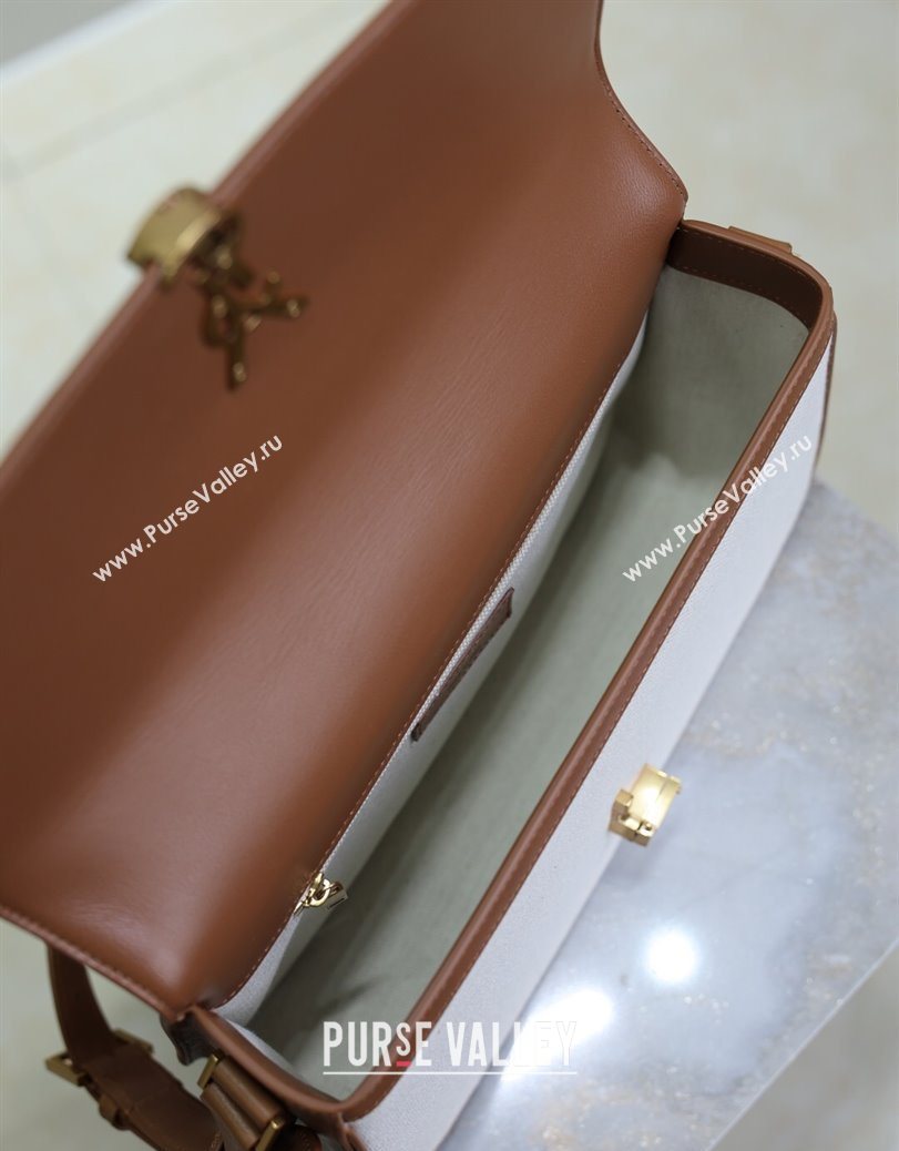 Saint Laurent Solferino Large Bag in Cotton Linen and Leather Brown 2025 832332 (YY-250801056)