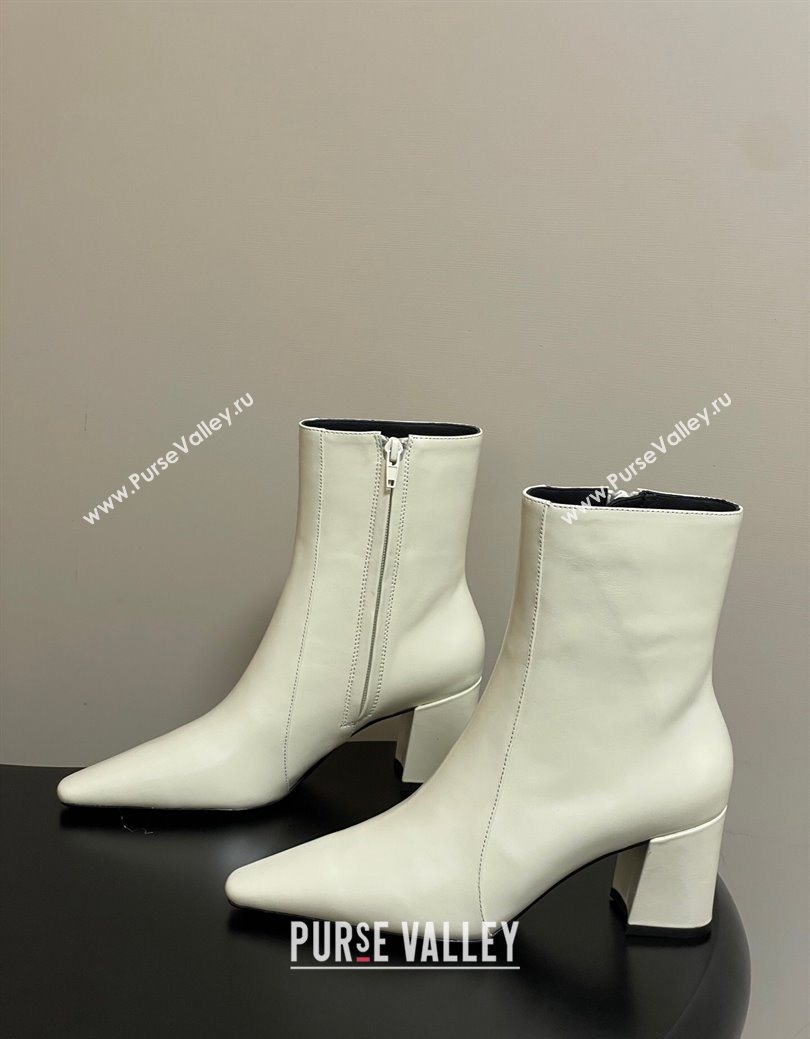 Saint Laurent Rainer Heel Ankle Boots 7.5cm in Shiny Leather White 2025 (MD-251028106)