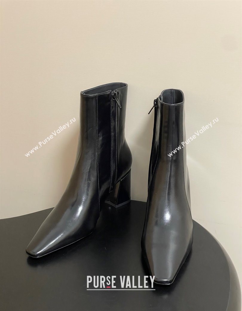 Saint Laurent Rainer Heel Ankle Boots 7.5cm in Shiny Leather Black 2025 (MD-251028105)