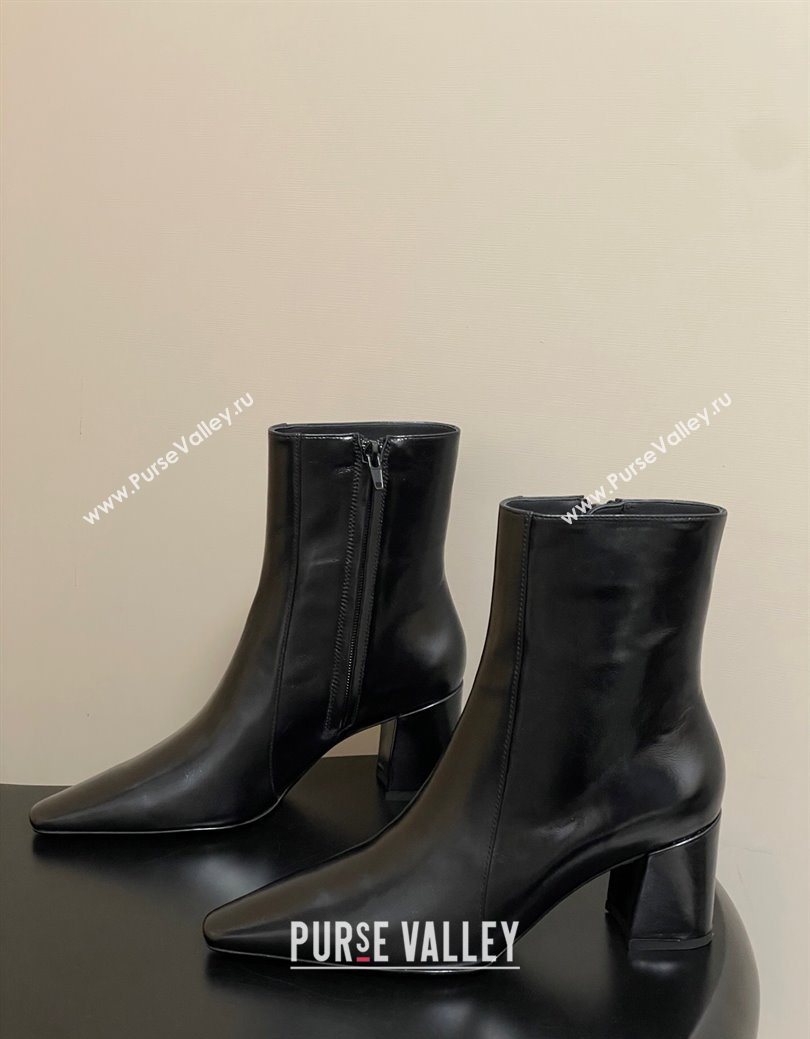 Saint Laurent Rainer Heel Ankle Boots 7.5cm in Shiny Leather Black 2025 (MD-251028105)