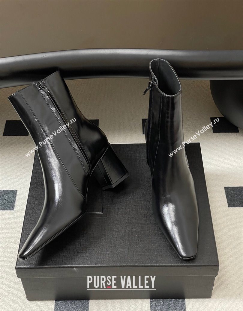 Saint Laurent Rainer Heel Ankle Boots 7.5cm in Shiny Leather Black 2025 (MD-251028105)