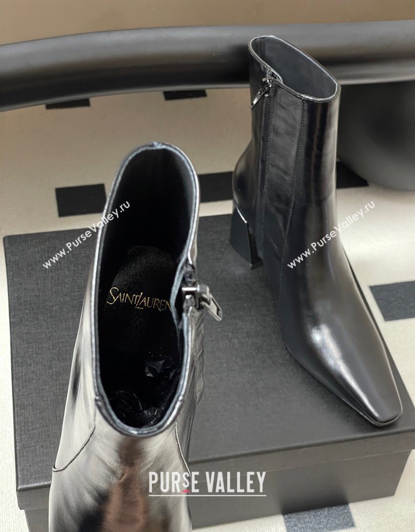Saint Laurent Rainer Heel Ankle Boots 7.5cm in Shiny Leather Black 2025 (MD-251028105)