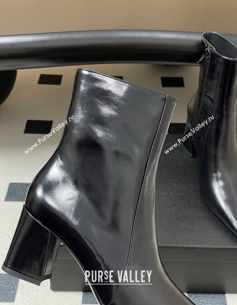 Saint Laurent Rainer Heel Ankle Boots 7.5cm in Shiny Leather Black 2025 (MD-251028105)