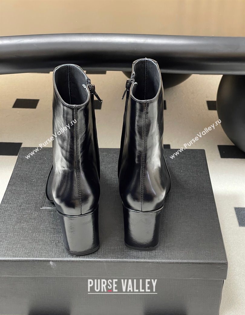 Saint Laurent Rainer Heel Ankle Boots 7.5cm in Shiny Leather Black 2025 (MD-251028105)