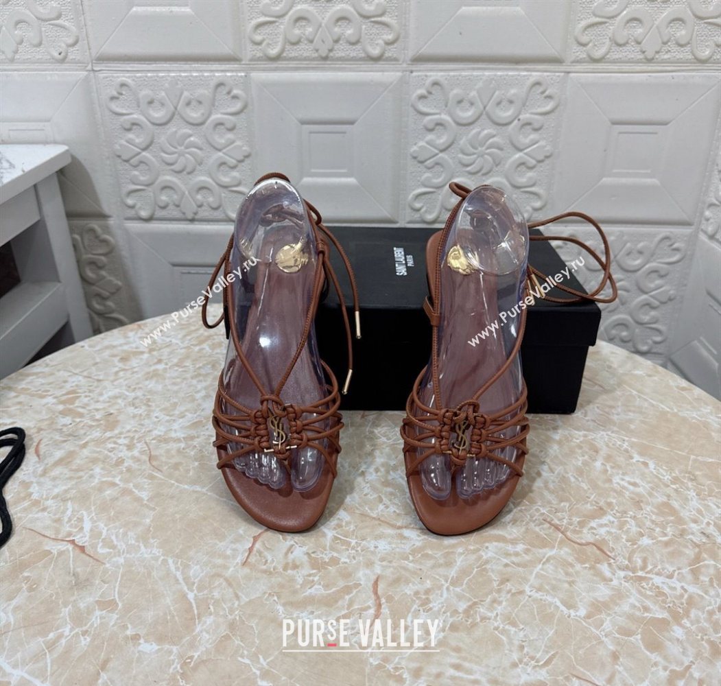 Saint Laurent Leather Strap Flat Sandals Brown 2025 1027 (MD-251028142)