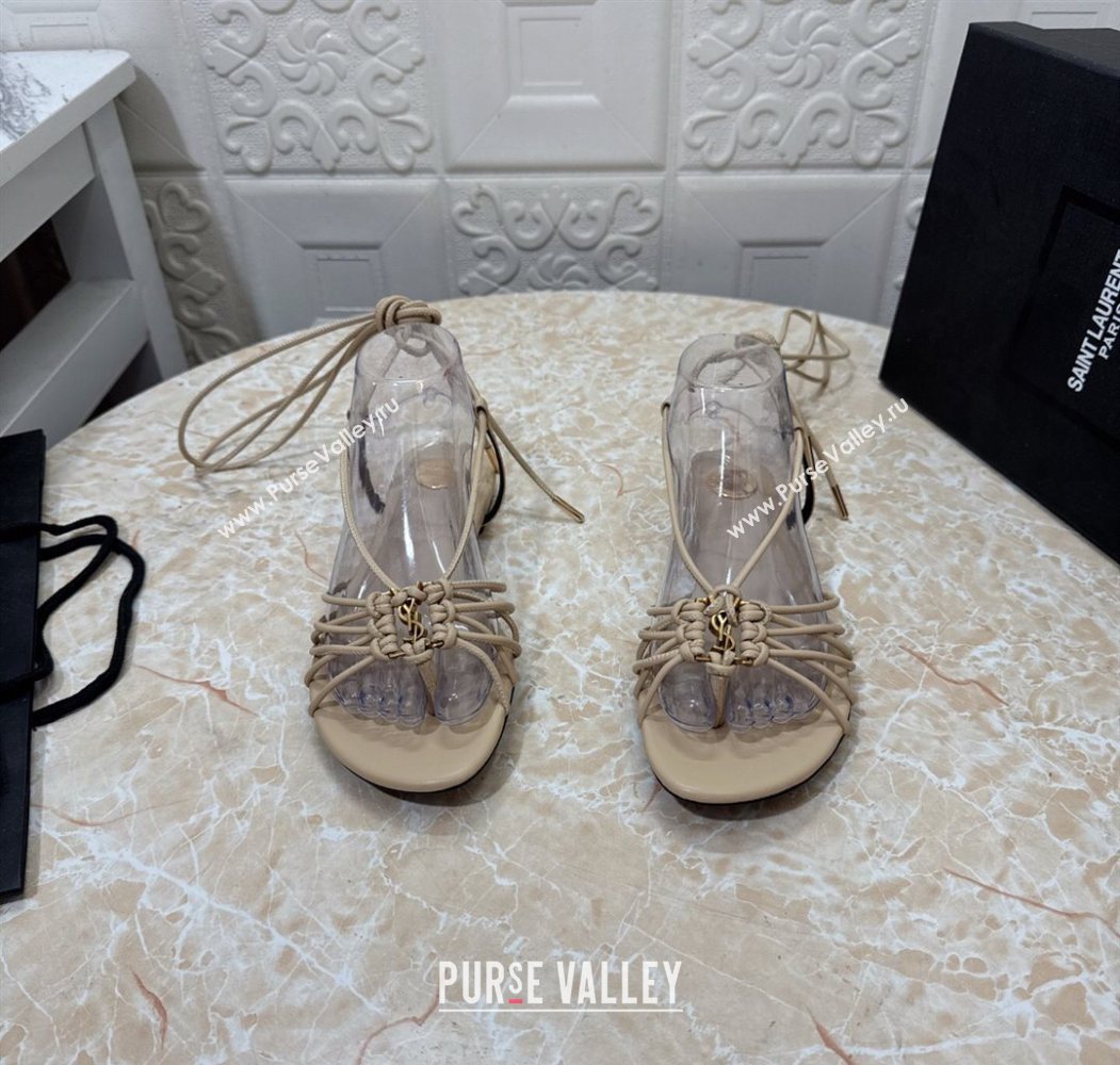 Saint Laurent Leather Strap Flat Sandals Beige 2025 1027 (MD-251028143)