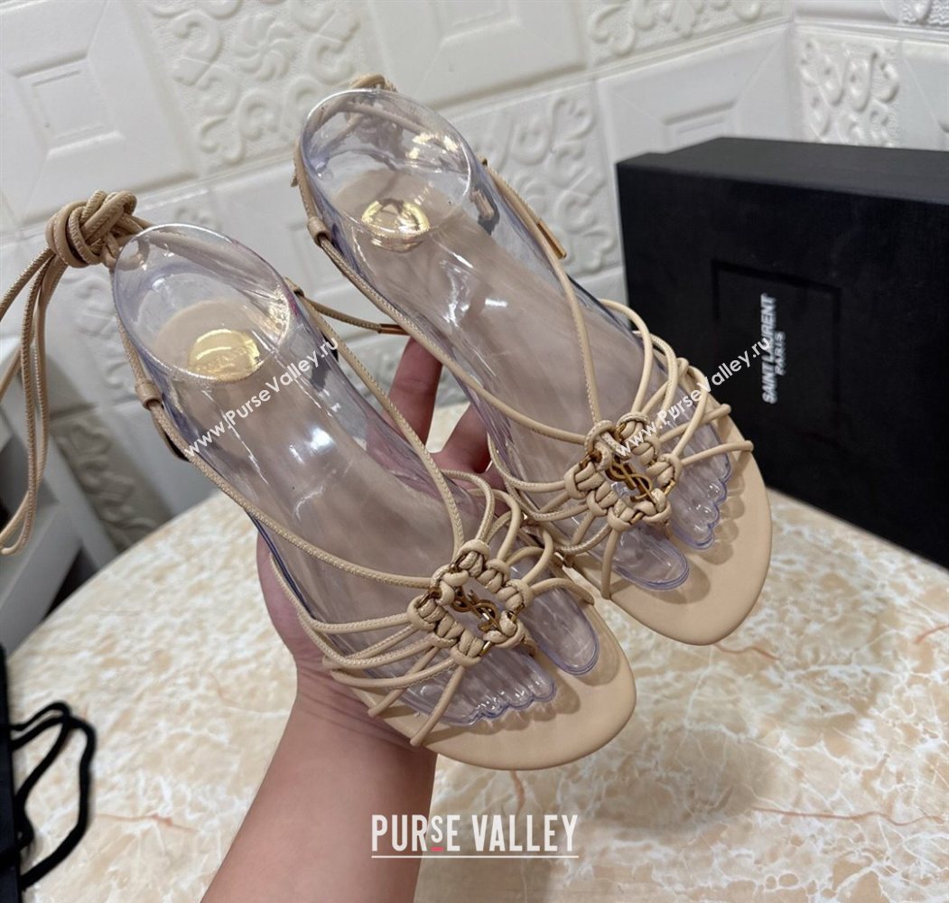 Saint Laurent Leather Strap Flat Sandals Beige 2025 1027 (MD-251028143)