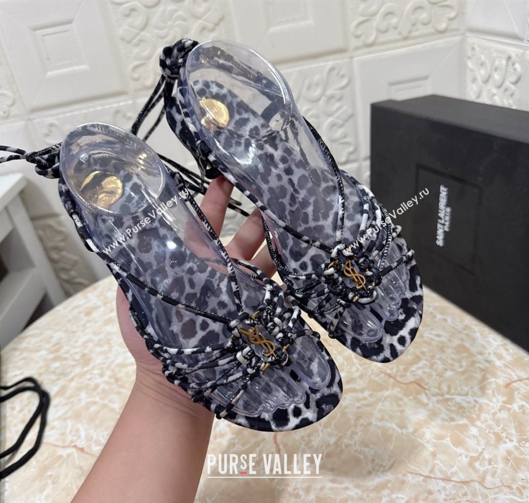 Saint Laurent Printed Strap Flat Sandals Grey 2025 1027 (MD-251028140)