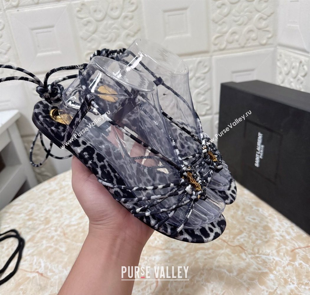 Saint Laurent Printed Strap Flat Sandals Grey 2025 1027 (MD-251028140)