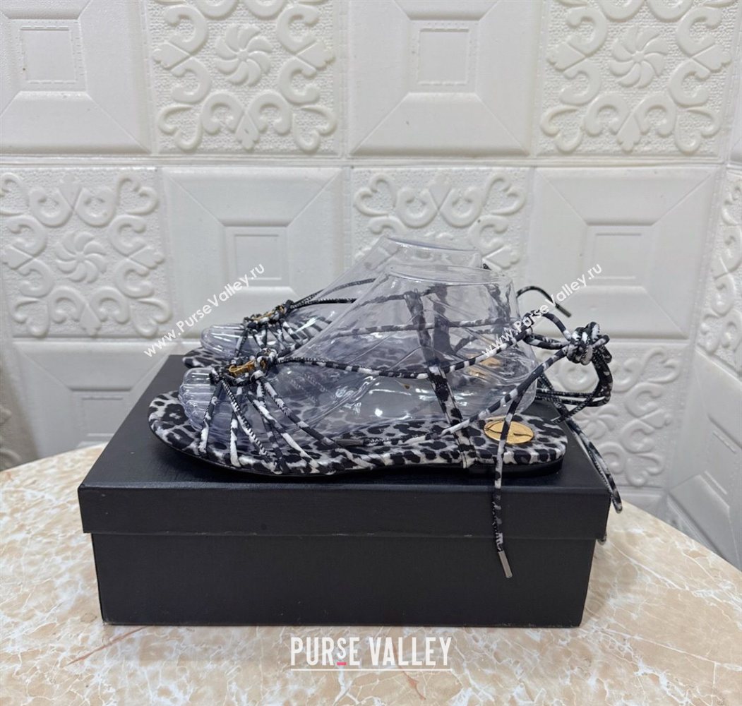Saint Laurent Printed Strap Flat Sandals Grey 2025 1027 (MD-251028140)