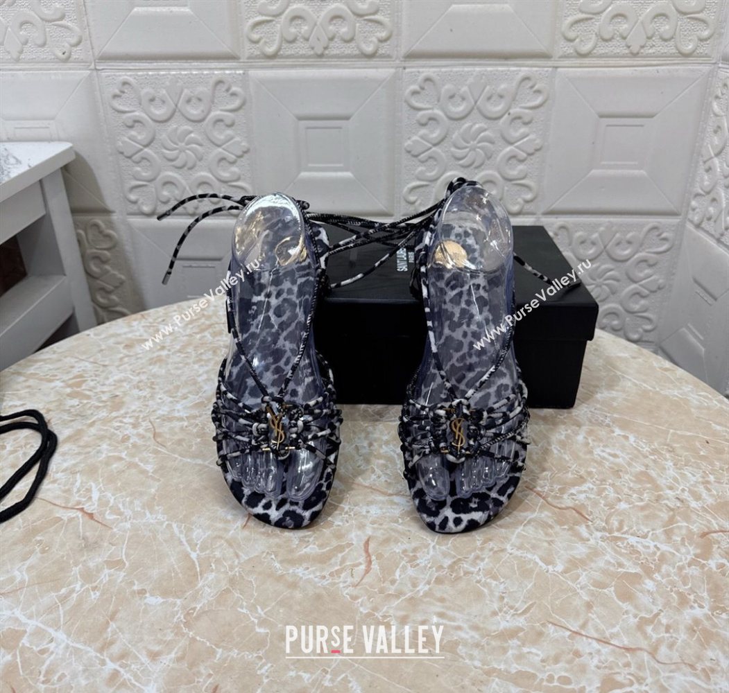 Saint Laurent Printed Strap Flat Sandals Grey 2025 1027 (MD-251028140)
