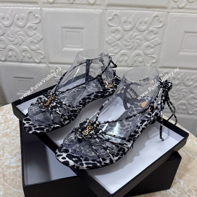Saint Laurent Printed Strap Flat Sandals Grey 2025 1027 (MD-251028140)