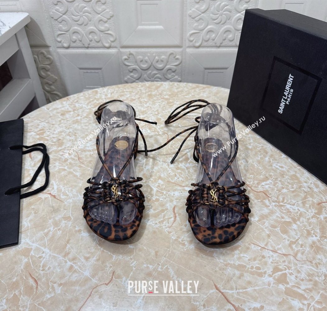Saint Laurent Printed Strap Flat Sandals Brown 2025 1027 (MD-251028141)