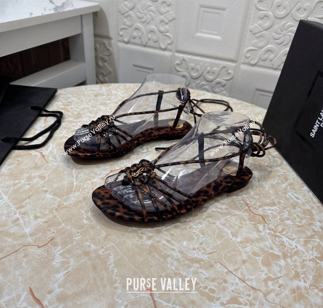 Saint Laurent Printed Strap Flat Sandals Brown 2025 1027 (MD-251028141)