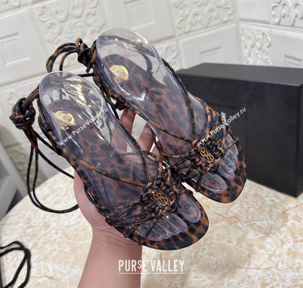 Saint Laurent Printed Strap Flat Sandals Brown 2025 1027 (MD-251028141)