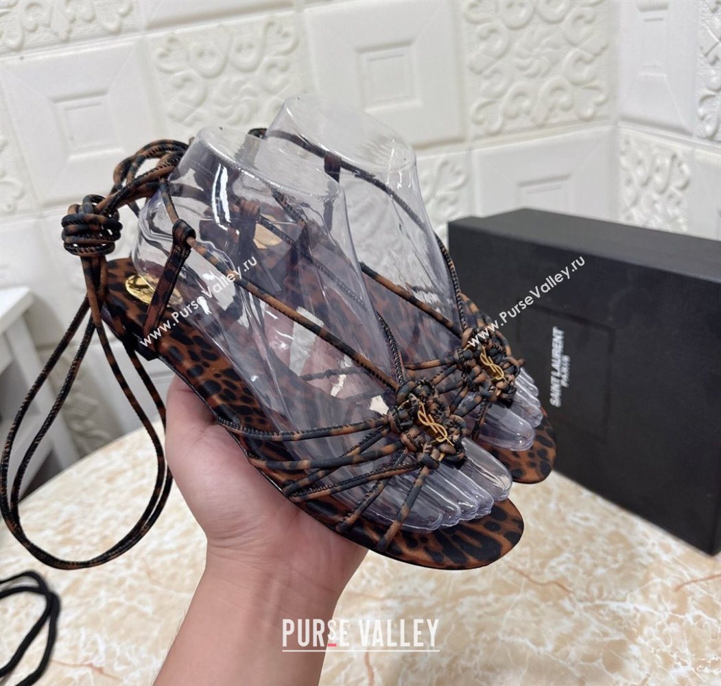 Saint Laurent Printed Strap Flat Sandals Brown 2025 1027 (MD-251028141)