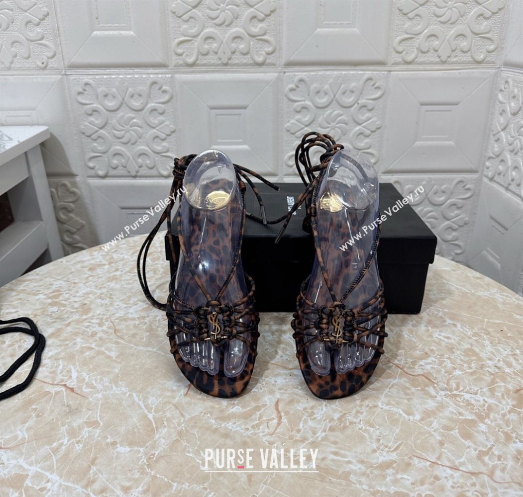 Saint Laurent Printed Strap Flat Sandals Brown 2025 1027 (MD-251028141)