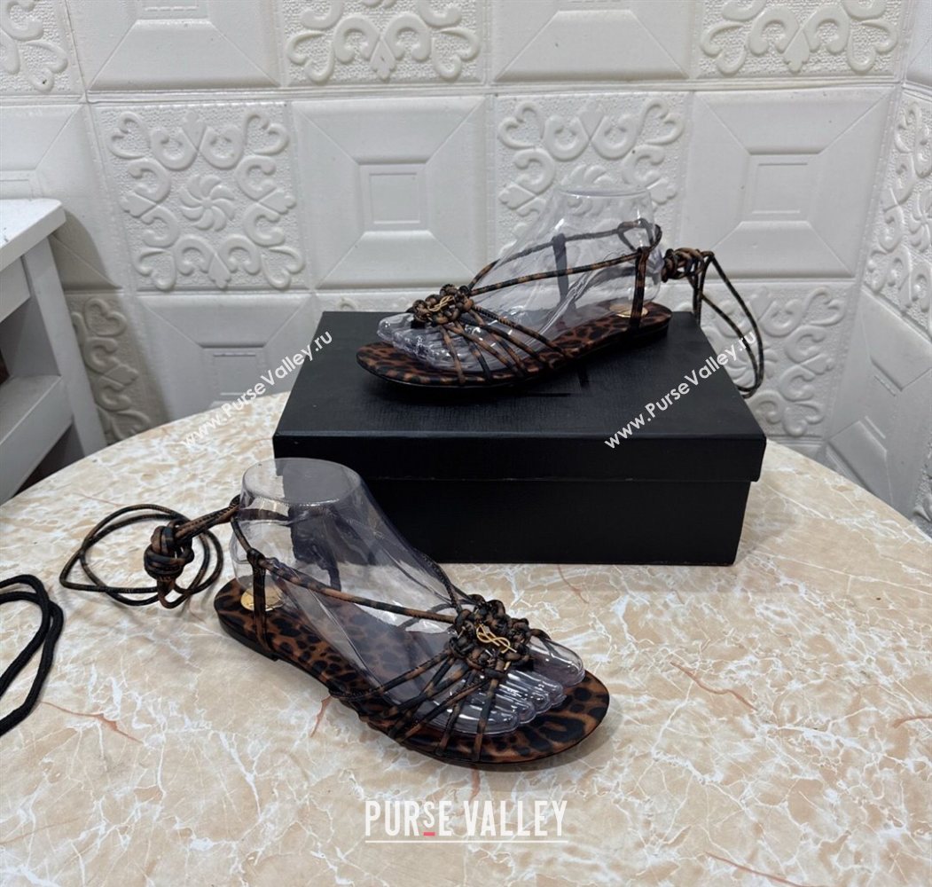 Saint Laurent Printed Strap Flat Sandals Brown 2025 1027 (MD-251028141)