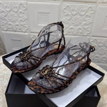 Saint Laurent Printed Strap Flat Sandals Brown 2025 1027 (MD-251028141)