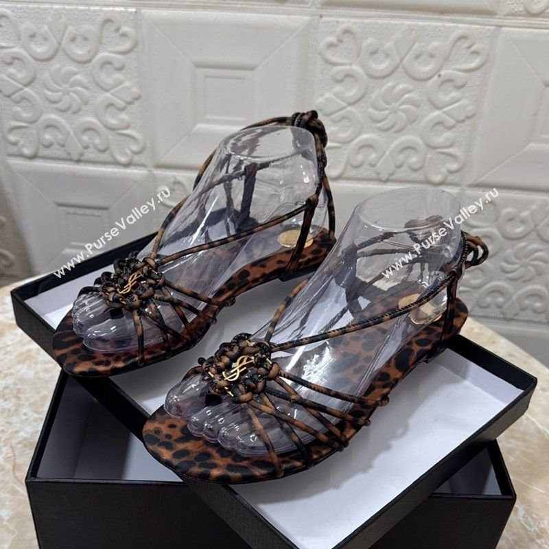 Saint Laurent Printed Strap Flat Sandals Brown 2025 1027 (MD-251028141)