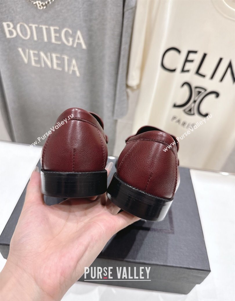 Saint Laurent Le Loafers Penny Slippers in Calf Leather Burgundy 2025 (MD-251028124)