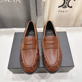 Saint Laurent Le Loafers Penny Slippers in Calf Leather Brown2 2025 (MD-251028125)