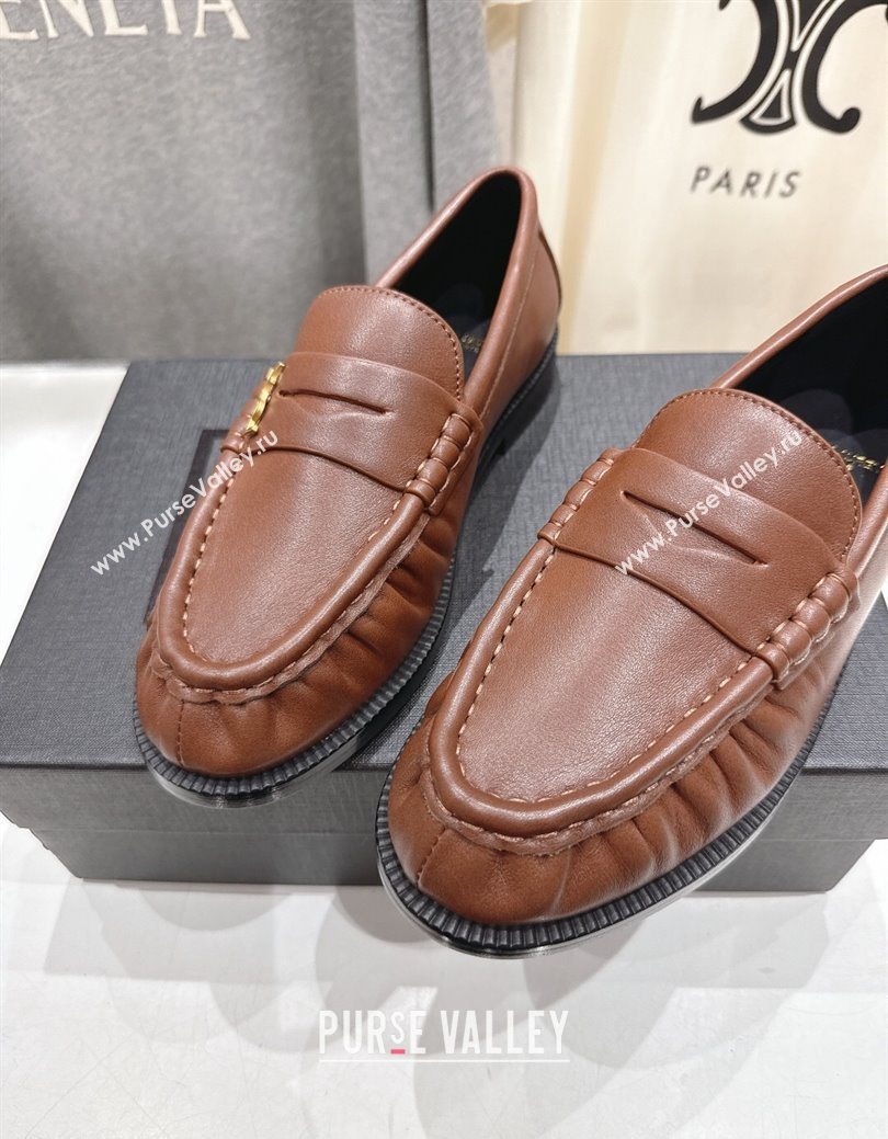 Saint Laurent Le Loafers Penny Slippers in Calf Leather Brown2 2025 (MD-251028125)