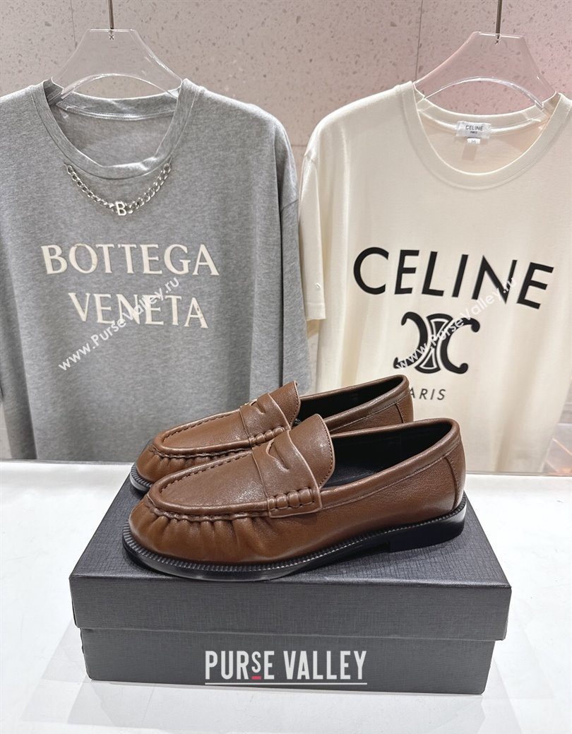 Saint Laurent Le Loafers Penny Slippers in Calf Leather Dark Brown 2025 (MD-251028126)