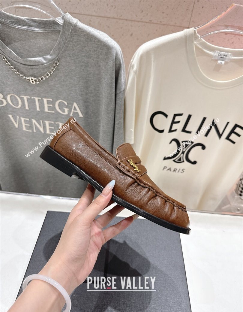 Saint Laurent Le Loafers Penny Slippers in Calf Leather Dark Brown 2025 (MD-251028126)