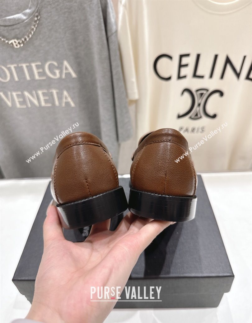 Saint Laurent Le Loafers Penny Slippers in Calf Leather Dark Brown 2025 (MD-251028126)