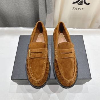 Saint Laurent Le Loafers Penny Slippers in Suede Light Brown 2025 (MD-251028128)