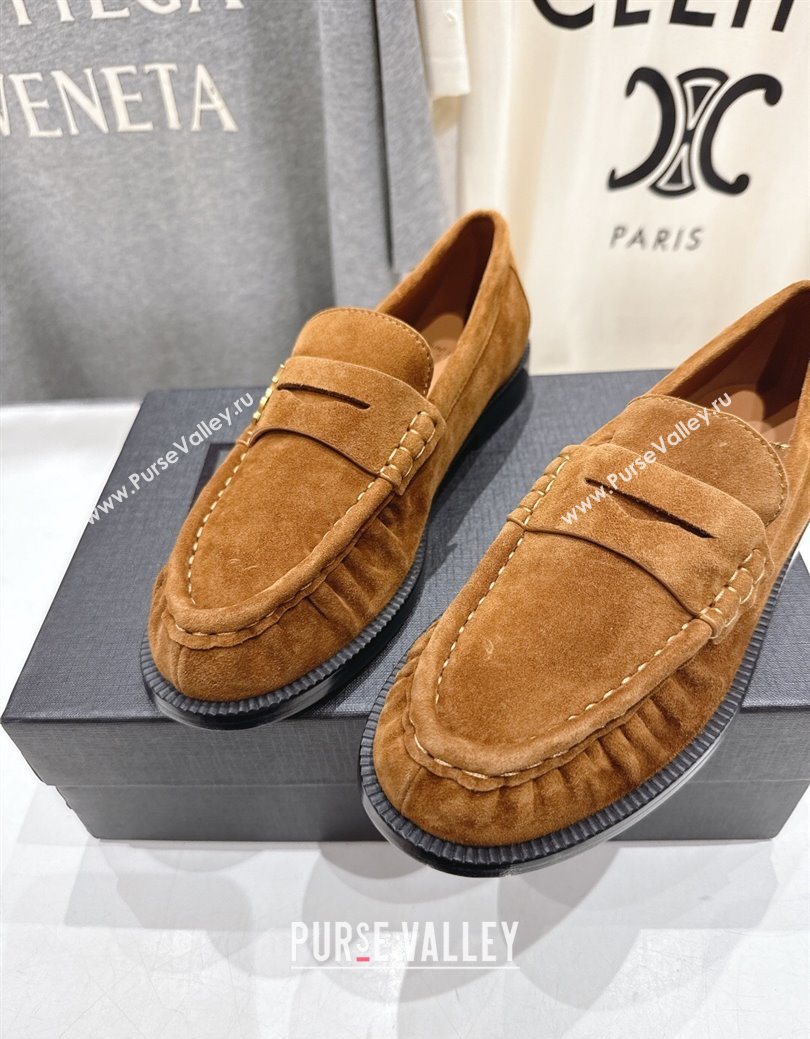 Saint Laurent Le Loafers Penny Slippers in Suede Light Brown 2025 (MD-251028128)