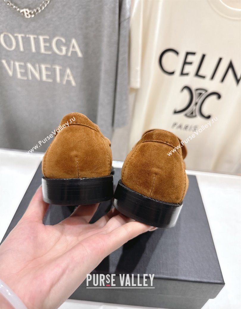 Saint Laurent Le Loafers Penny Slippers in Suede Light Brown 2025 (MD-251028128)