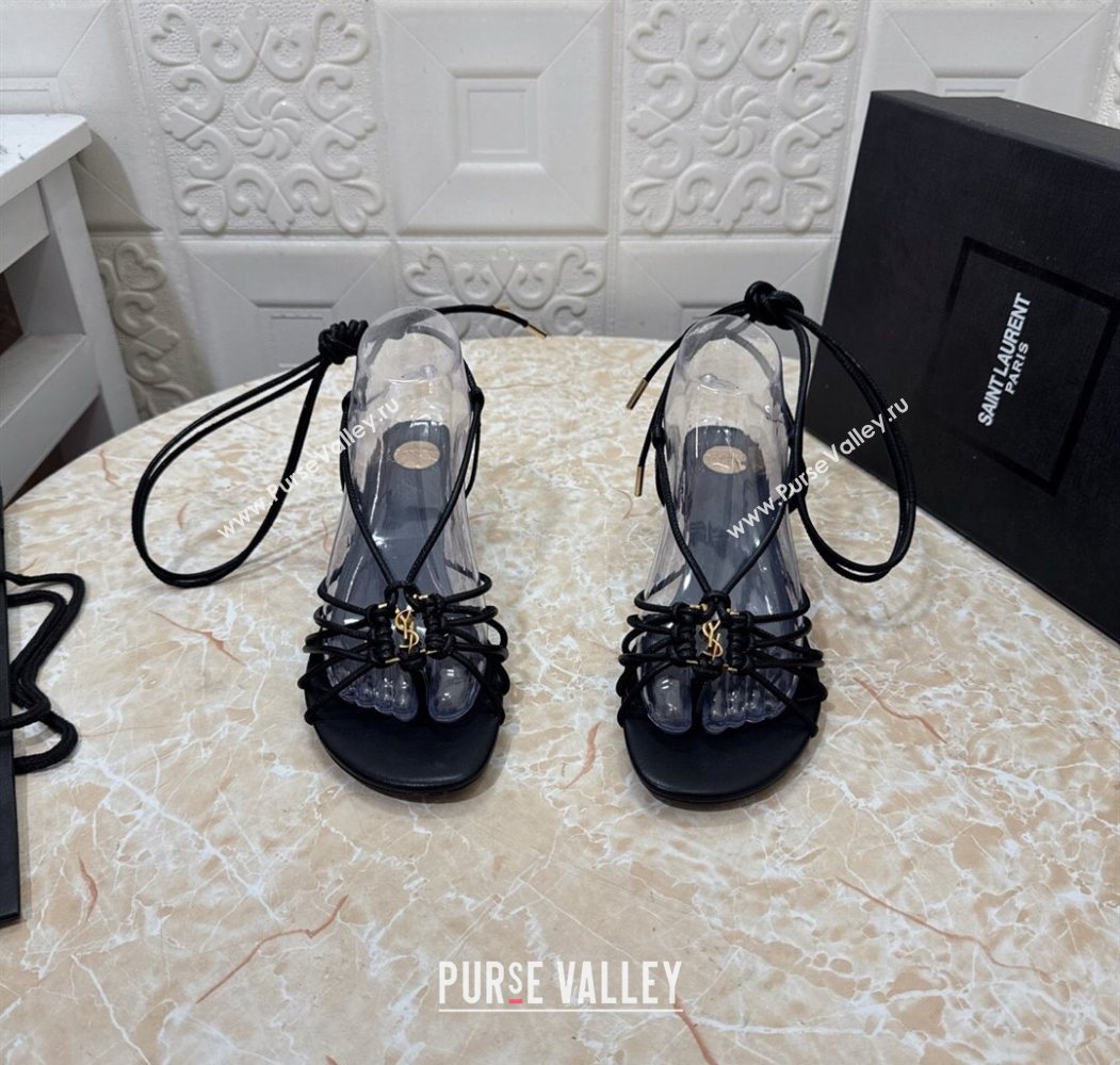 Saint Laurent Leather Strap Wedge Sandals 3.5cm Black 2025 1027 (MD-251028135)