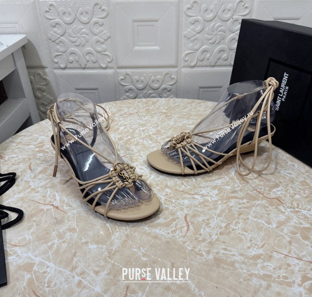 Saint Laurent Leather Strap Wedge Sandals 3.5cm Beige 2025 1027 (MD-251028137)