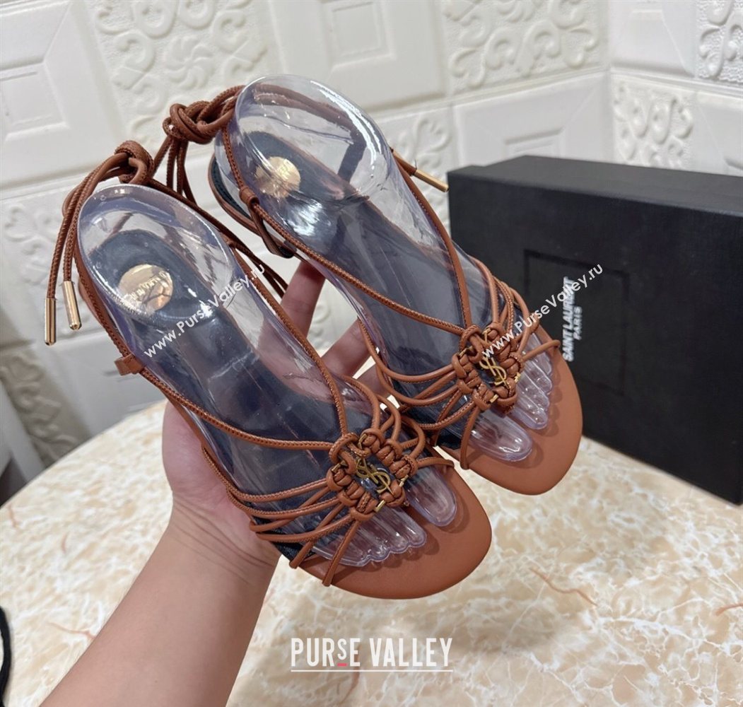 Saint Laurent Leather Strap Wedge Sandals 3.5cm Brown 2025 1027 (MD-251028138)