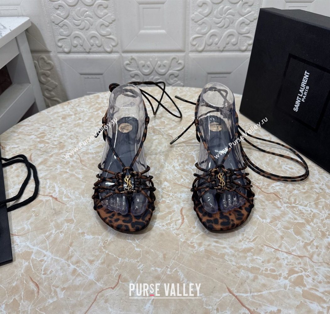 Saint Laurent Printed Strap Wedge Sandals 3.5cm Brown 2025 1027 (MD-251028139)