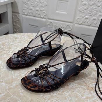 Saint Laurent Printed Strap Wedge Sandals 3.5cm Brown 2025 1027 (MD-251028139)